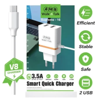 AMB || SMART QUICK CHARGER || SUPREME 16 /3.5A || HIGH QUALITY price in Pakistan