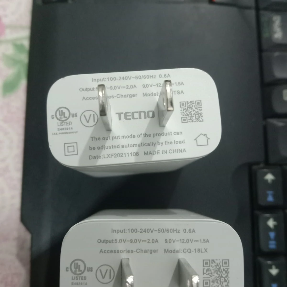 INFINIX and TECNO original charger 18w price in Pakistan