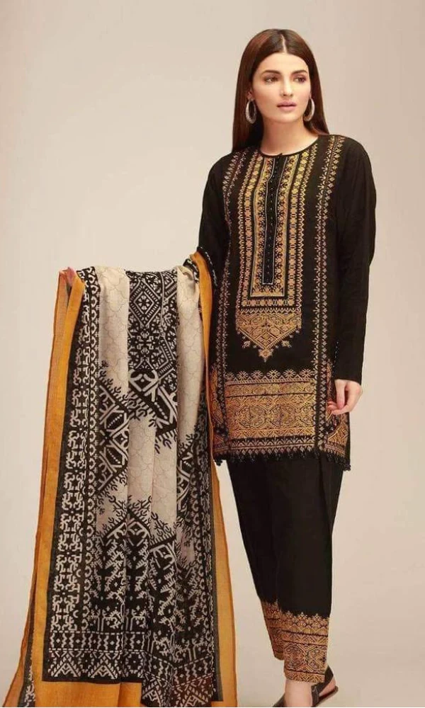 Khaadi-3PC Khaddar Front Fully Embroidered With Shawl (D) price in Pakistan