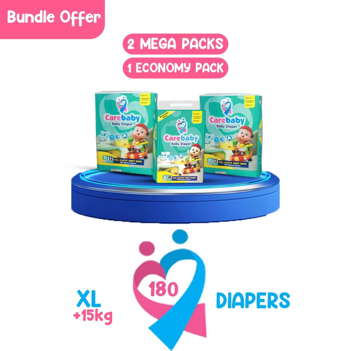 Carebaby Diapers (2 Mega Pack & 1 Economy Pack) X-Large price in Pakistan