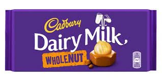 Cadbury Dairy Milk Whole Nut Chocolate 200g -18bars Pouch Imported price in Pakistan