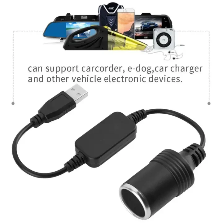 USB Port to 12V Car Lighter Socket Female Converter Adapter Cord price in Pakistan