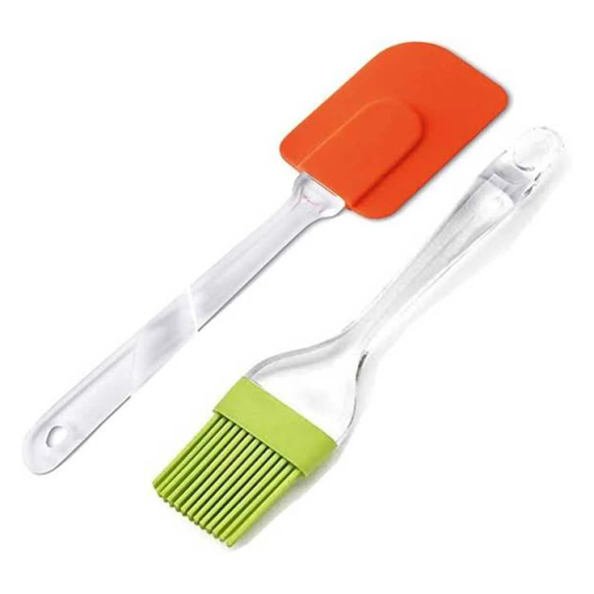 Spatula & BBQ Oil Brush , High Heat Resistant with Transparent Handle For CookingBaking, Mini Small Size , Silicone Brush and Spatula Pair price in Pakistan