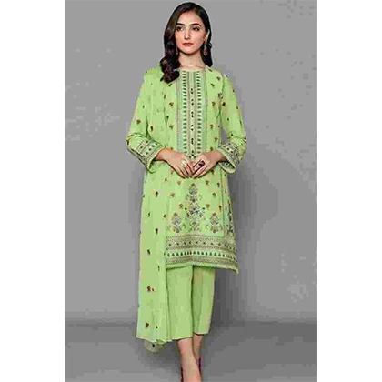 3PC Lawn Heavy Embroidered Shirt With Embroidered Bamber Chiffon Dupatta – – BFAD835 price in Pakistan