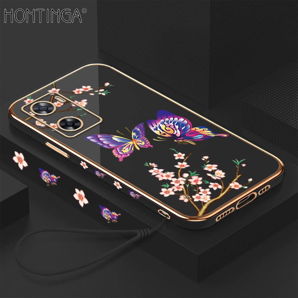 Hontinga for OPPO A57 2022 Back Cover With Lanyard Luxury 6D price in Pakistan
