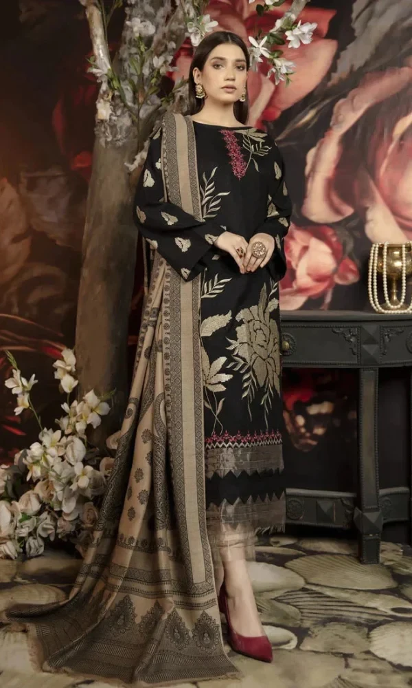 Marjan – 3PC Dhanak Full Heavy Embroidered Shirt With Printed Shawl price in Pakistan