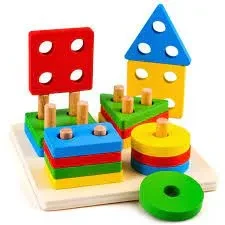 Wooden Geometric Shape Matching 5 Column Blocks Montessori Educational and Learning Toys (16 Pcs & 20Pcs Sets) price in Pakistan