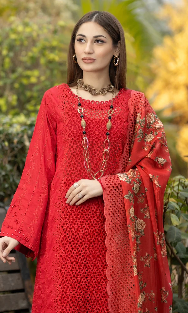 Charizma – 3PC Lawn Embroidered Chikankari Shirt With Sequence Organza Dupatta price in Pakistan