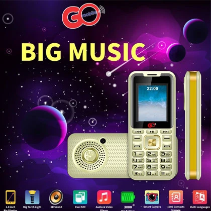 GO MOBILE BIG MUSIC – 1.8 Inch – 3000mAh Battery – DualSim – Wireless FM Radio – AnyColor price in Pakistan
