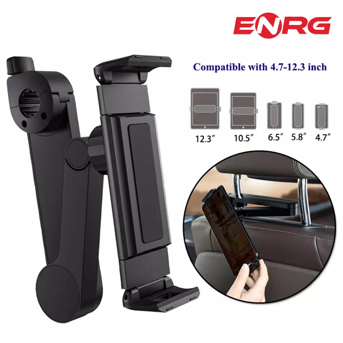 Energy – ENRG Car Back Seat Bracket Mobile Holder Stand For 4.7-12.3 Inch Phone Tablet Hardrest Mount Foldable price in Pakistan