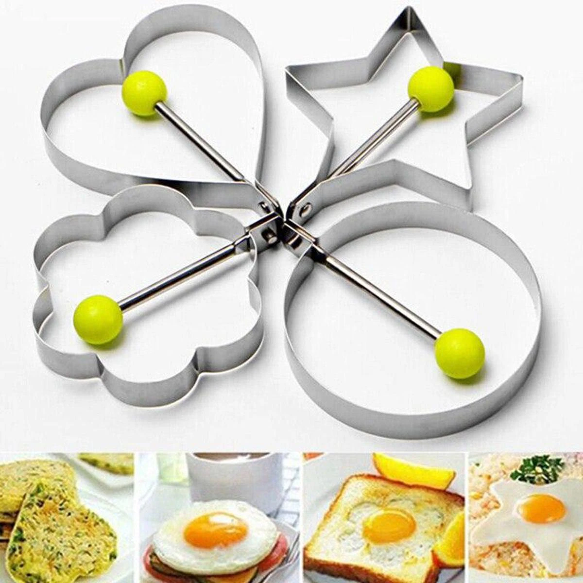 4Pcs Shape Fried Egg Mold Ring Tools, Stainless Steel Cooking Tools for Frying Baking Cooking Fried Egg Shape price in Pakistan