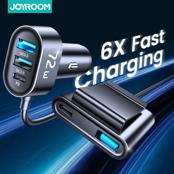 100% Original Joyroom 5 Ports 72W Car Charger USB Type C QC 3.0 PD 3.0 Fast Charging price in Pakistan