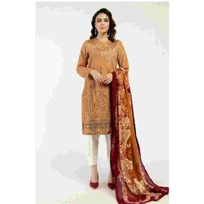 3PC Printed Lawn Neckline Embroidered & Printed Lawn Dupatta – BFLE817 (B) price in Pakistan