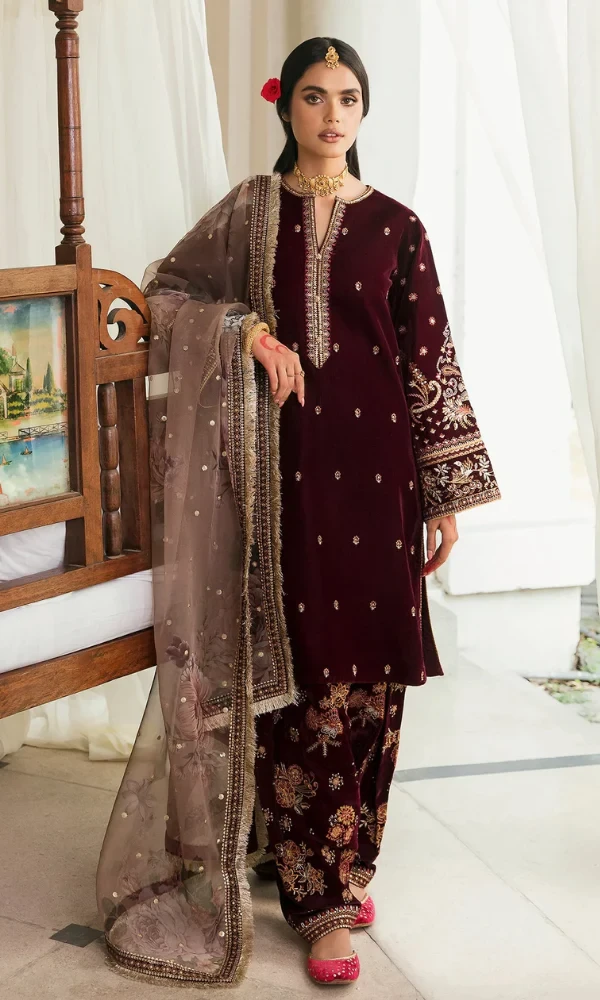 Azure – 3PC Velvet Heavy Embroidered Shirt With Organza Dupatta price in Pakistan