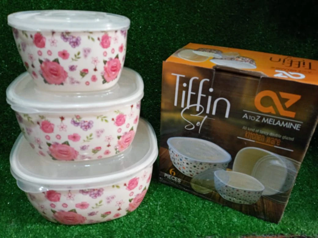 6 Pieces Bowl Tiffin Set with 3 Bowl & 3 Lids – Melamine price in Pakistan