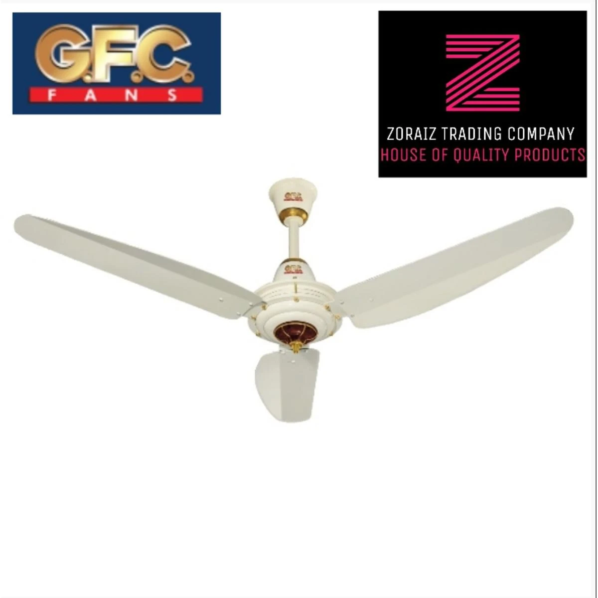 GFC Fan Ceiling 56” Saphire Model Off White Dark Wood Color Pure Copper Wire price in Pakistan
