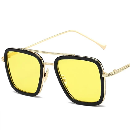 New Fashion Tony Stark Iron Man Square Sunglasses For Men Vintage Style Metal Frame Retro Shades 2022SpiderMan Glasses price in Pakistan