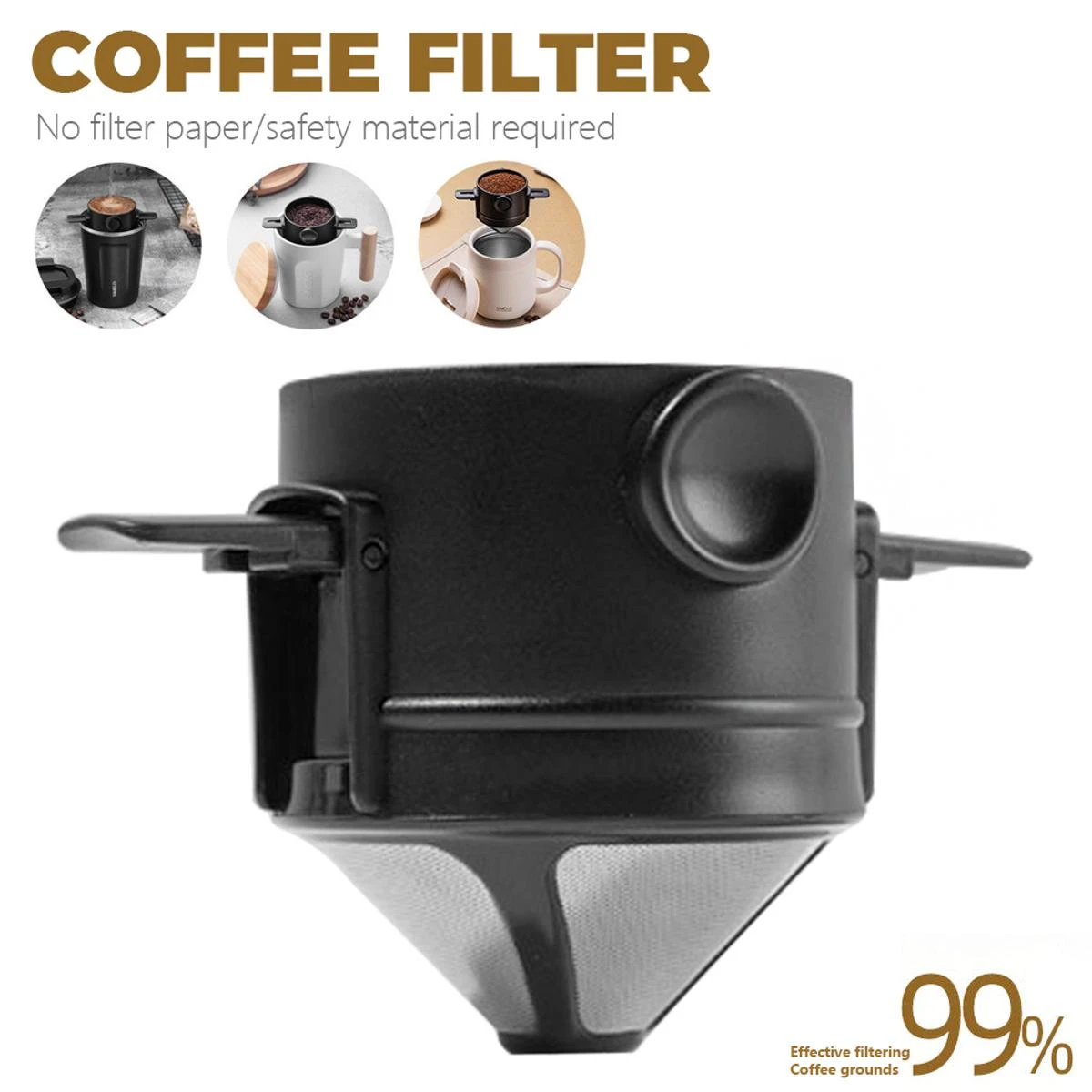 Portable Stainless Steel Coffee Filter Foldable Drip Coffee Tea Holder Reusable Paperless Coffee Strainer Double Coffee Dripper Kitchen price in Pakistan