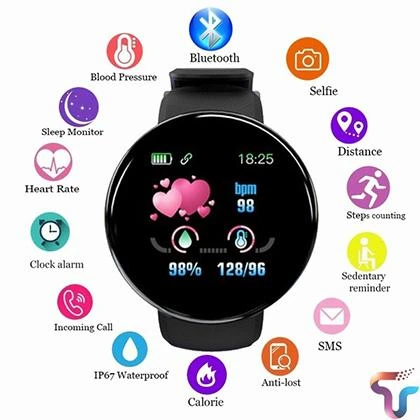 D18S Smart Watch 1.44 Inch Round Screen For Men Women with Heart Rate Blood Pressure Sleep Monitor Sport Watch price in Pakistan