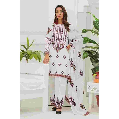3PC Lawn Neck Embroidered Shirt With Bamber Chiffon Embroidered Dupatta -BFHA801 (B) price in Pakistan