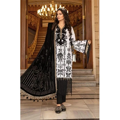 DC-203 – 3PC Lawn Neckline Embroidered Shirt with Printed Chiffon Dupatta (D) price in Pakistan