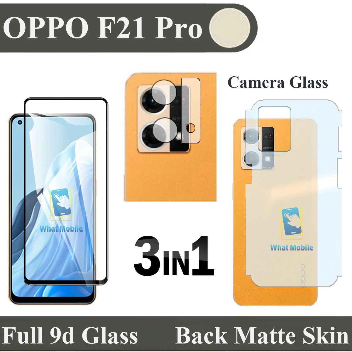 Pack of 3- Oppo F21 Pro 4G 9D 21D Tempered Glass Black Border Transaprent Screen Protector price in Pakistan
