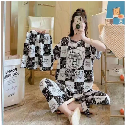 Girls Wear 3 in 1 Korean Loungewear Night Suit For Girls & Women price in Pakistan
