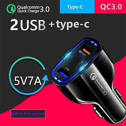 3 USB Ports Fast Car Charger QC 3.0, 100% Fast Qualcom car charger Type C Port and 2 USB Ports, New With Box price in Pakistan