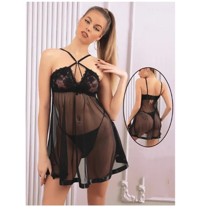 Baby Doll 2-Pieces Transparent Nighty For Girls & Women price in Pakistan