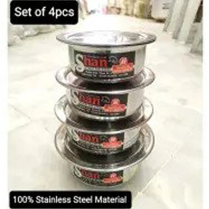 Stainless Steel Small Baby Dejki Stock Pot Set with Lids 4pcs price in Pakistan