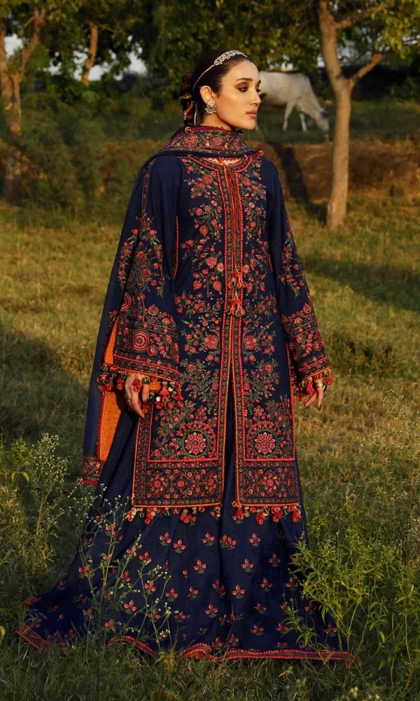 Hussain Rehar – 3PC Embroided Dhanak Fabric Shirt With Embroided Dhanak shawl price in Pakistan