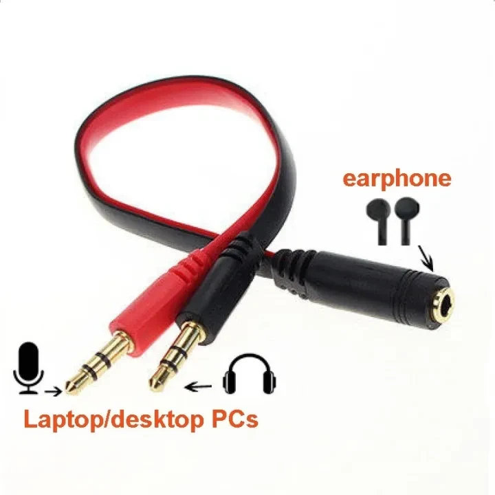 3.5mm Female to 2 Male Headphone Mic Audio Splitter Jack Cable Headset price in Pakistan