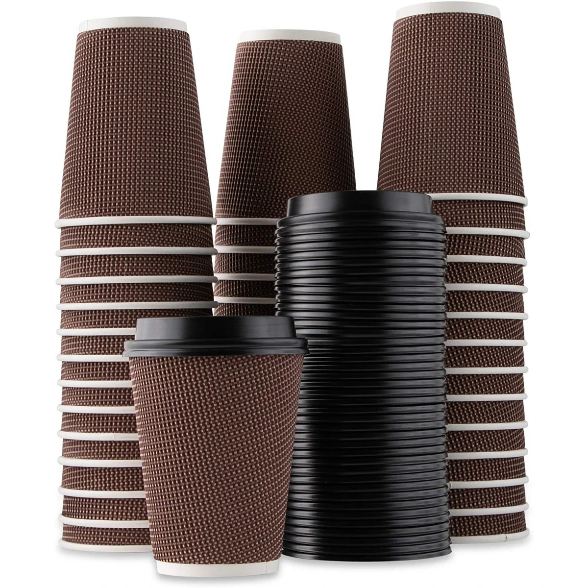 Pack of 10 – Disposable Stylish Printed Ripple Coffee Cups with LidCover – Multipurpose price in Pakistan