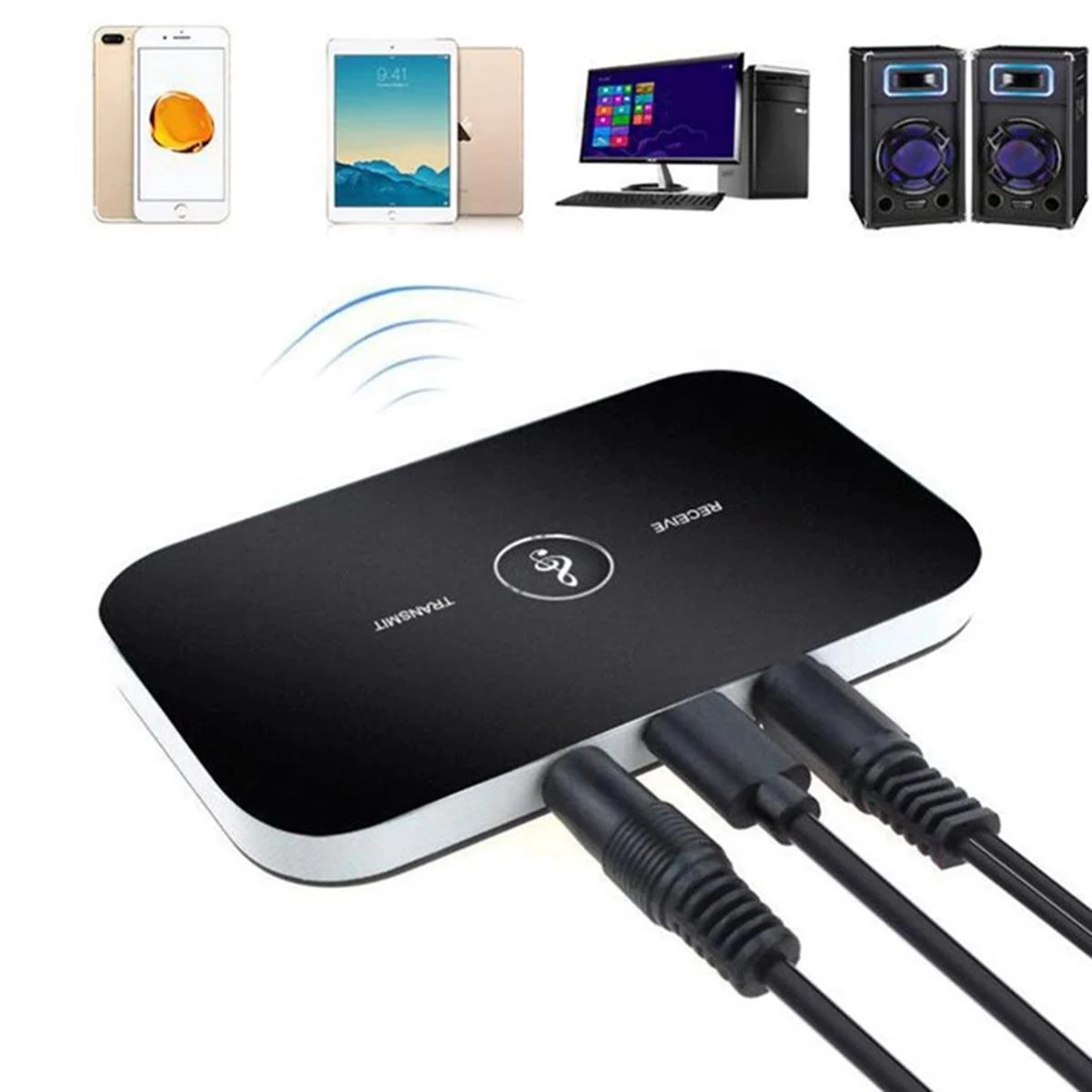 2 in 1 Wireless B6 5.0 Adapter Bluetooth Transmitter Receiver APTX 3.5mm AUX Adapter Player For TV Smartphone PC price in Pakistan
