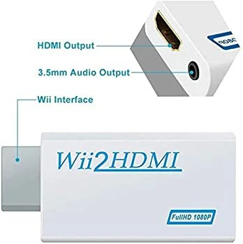 Wii Hdmi Converter Adapter, Goodeliver Wii to Hdmi 1080p Connector Output Video 3.5mm Audio – Supports All Wii Display Modes, White price in Pakistan
