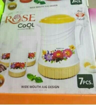 Plastic water jug with plastic 6 glass set (7 pics) price in Pakistan