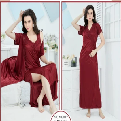 Tee Dot 2-pieces Bridal Nightwear With Side Knot For Girls & Women – Maroon price in Pakistan