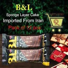 pack of 24 pcs B&L Sponge layer Cake best quality Chocolate cake price in Pakistan