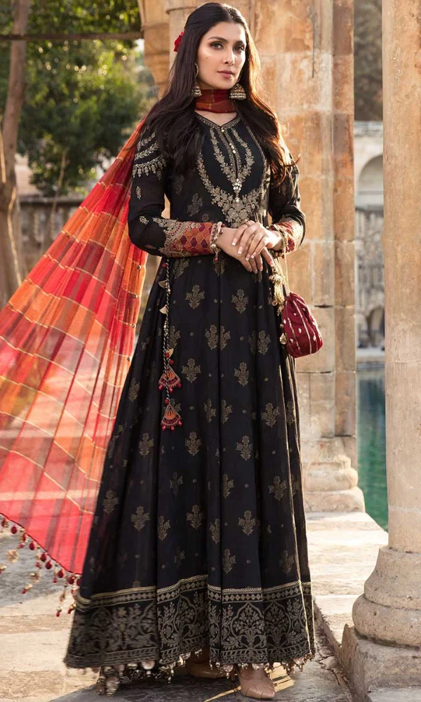 Maria B. – 3PC Linen Heavy Embroidered Shirt With Organza Printed Dupatta price in Pakistan