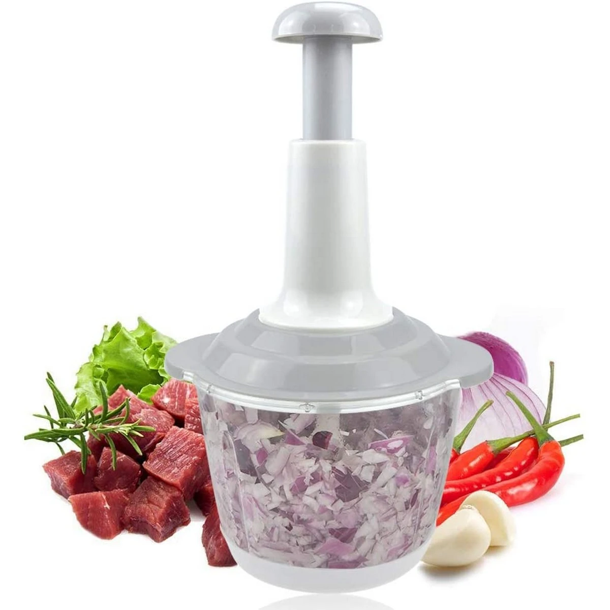 Hand chopper Manual Food Chopper, 1500ML Speedy Chopper with 3 Curved Stainless Steel Blades price in Pakistan