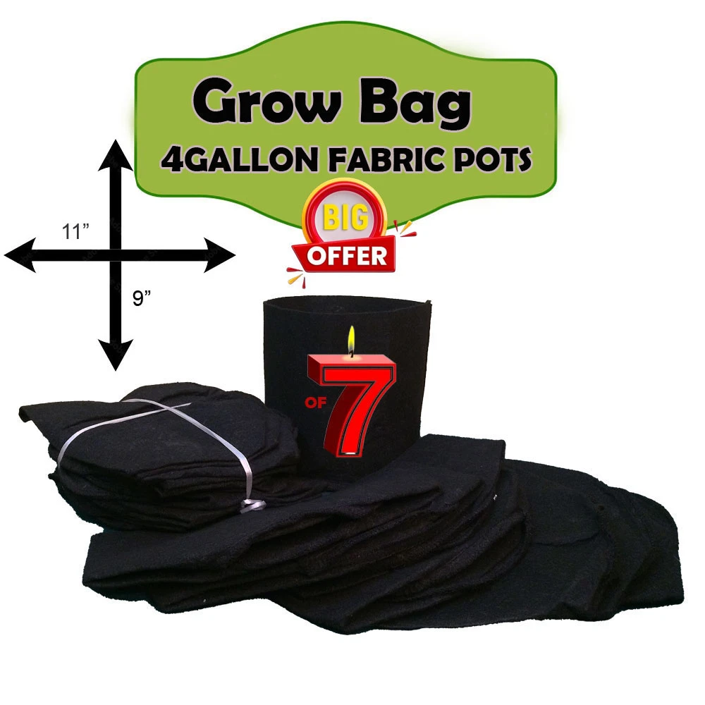 Pack Of 7 Grow Bag I 4 Gallon 11X9 grow bags I For Plants Fabric Pots For Growing Plants Grow bags (9fF0) price in Pakistan