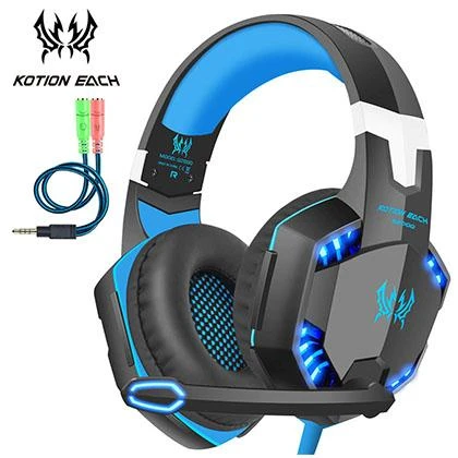 Kotion Each G2000 Gaming Headset Surround Sound Stereo Headphone with Noise Isolation Microphone In-Line Control for PC PS4 Xbox One – Blue price in Pakistan