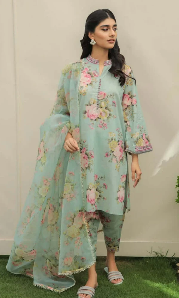 Baroque – 3PC Lawn Printed Shirt With Organza Printed Dupatta price in Pakistan