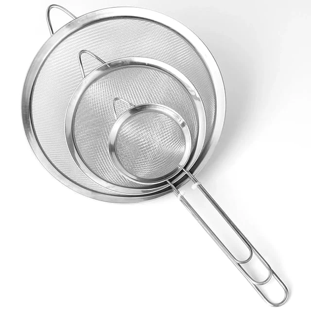 3 pcs Kitchen Stainless Steel Flour Tea Strainer Mesh Colander Sieve Filter Sifter price in Pakistan