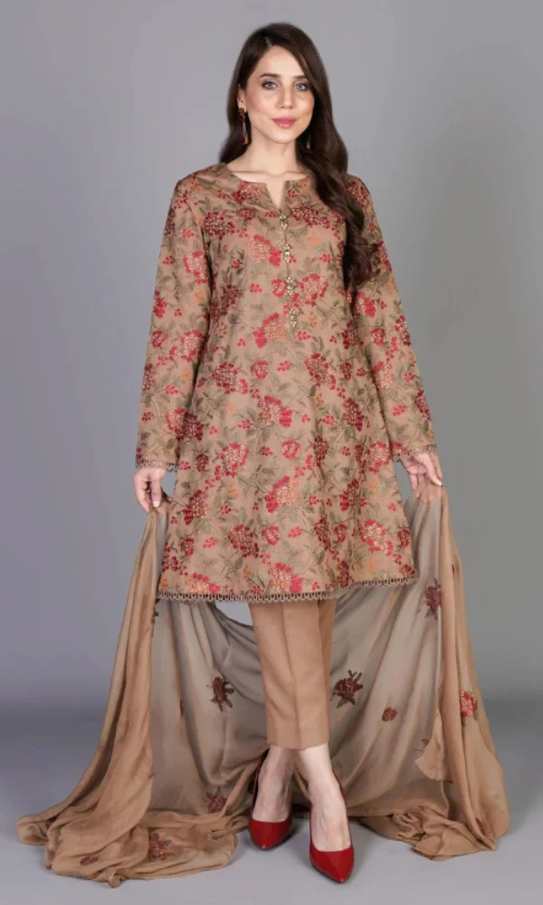 Bareeze – 3PC Lawn Full Heavy Embroidered Shirt with Embroidered Dupatta price in Pakistan