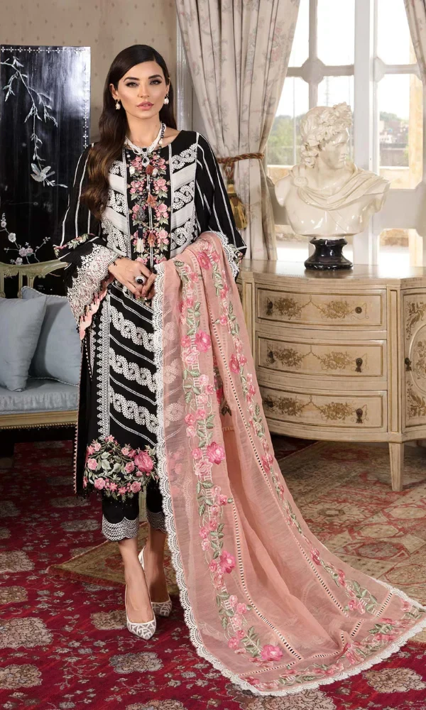 Crimson- 3PC Lawn Embroidered Shirt with Embroidered four Sided Dupatta price in Pakistan