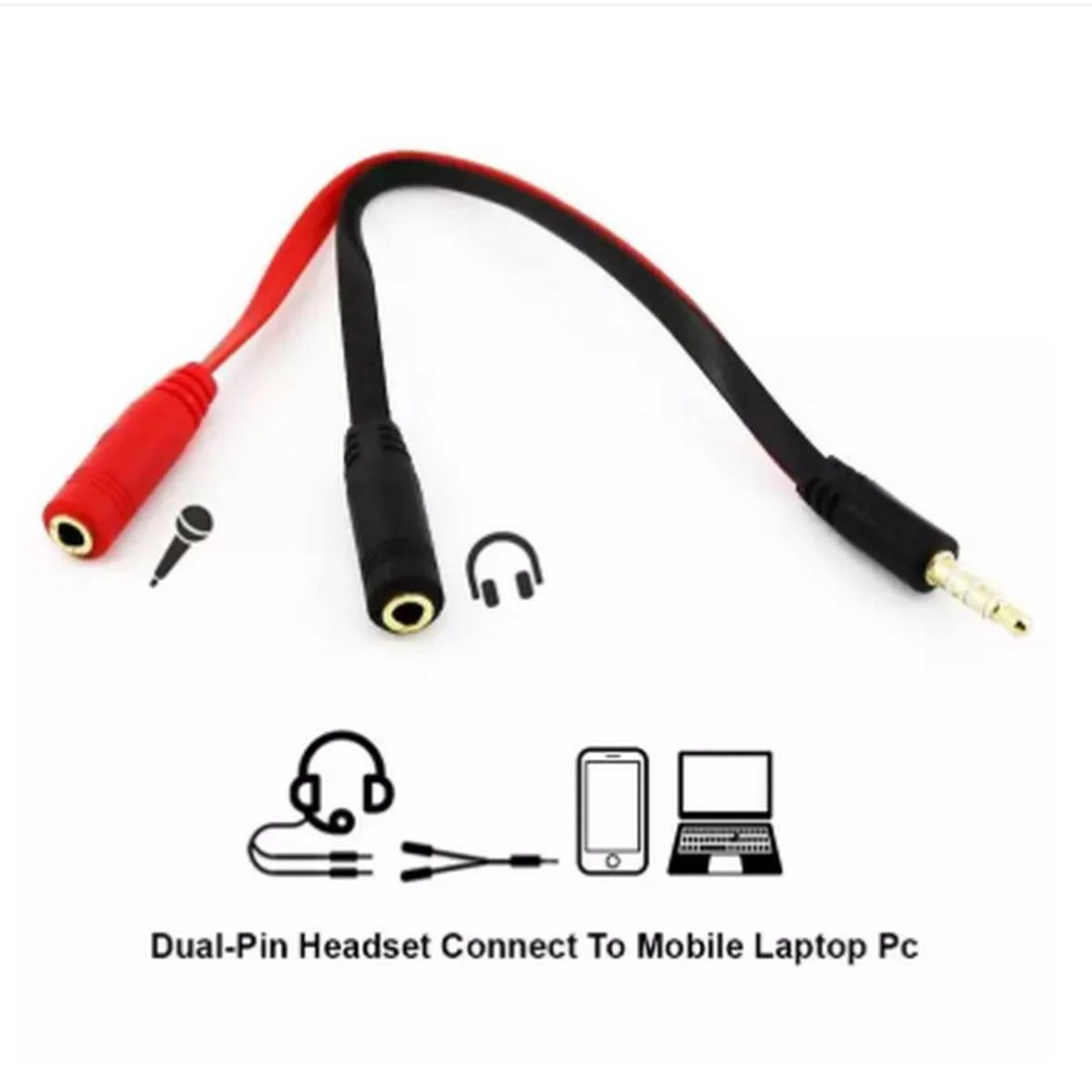 SPTM Audio Splitter 3.5mm Plug Jack Stereo Audio Splitter Earphone Headset Mic Cable Adapter Connector Noodle Extension Cord price in Pakistan
