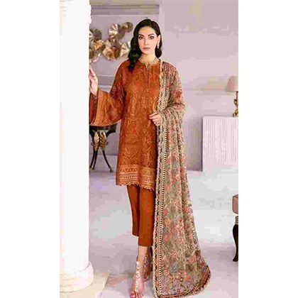 3pc Lawn With Embroidered Shirt & Bamber Chiffon Dupatta -BFHA697 (B) price in Pakistan