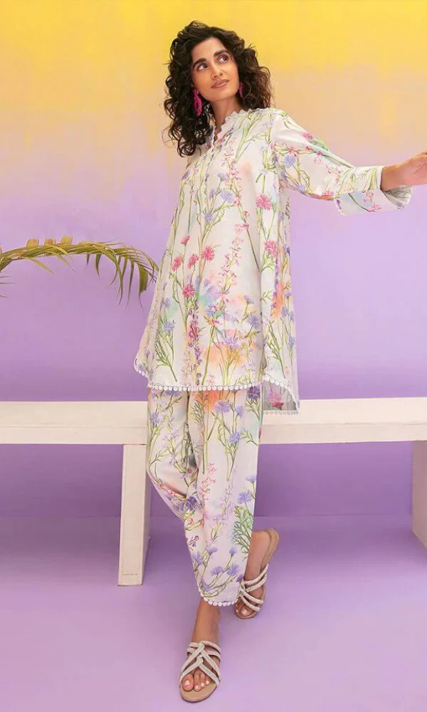 Vanya – 2PC Lawn Printed Shirt With Printed Lawn Trouser price in Pakistan