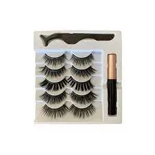 ELMAY Set of 3/5 Pairs Magnetic Eyelash With Magnetic Liquid Eyeliner & Tweezer Eyelash price in Pakistan